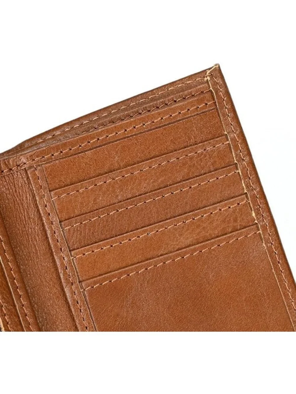 Genuine Leather Trifold Wallet with RFID Blocking & Chain for Bikers, Motorcycle